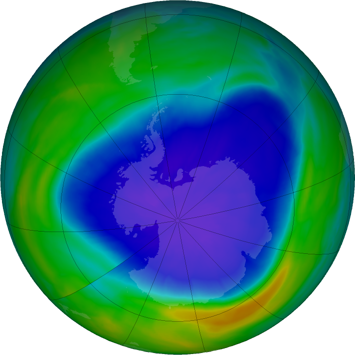 Antarctic ozone map for 19 September 2022
